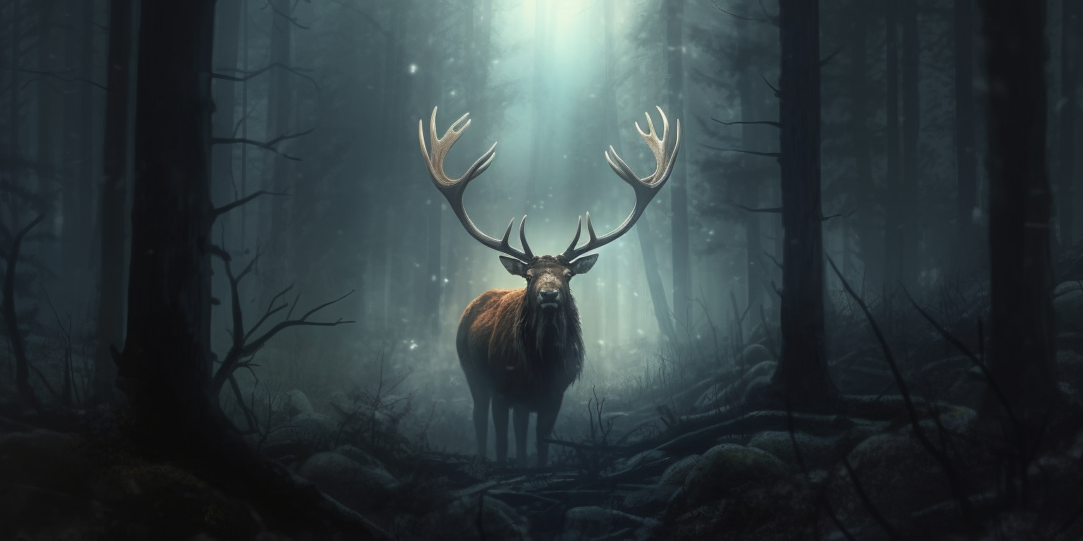 delfino_Deep_in_the_dimly_lit_norwegian_woods_a_magestic_elk_is_dd7ce494-cc31-4a93-9cee-931d97a09229